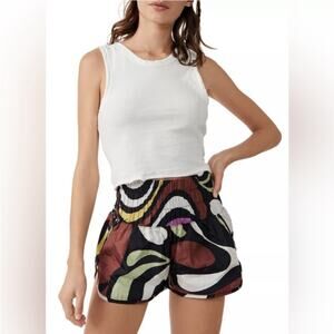 Free People Movement Way Home Shorts in Jungle Swirl Black/Brown/Purple